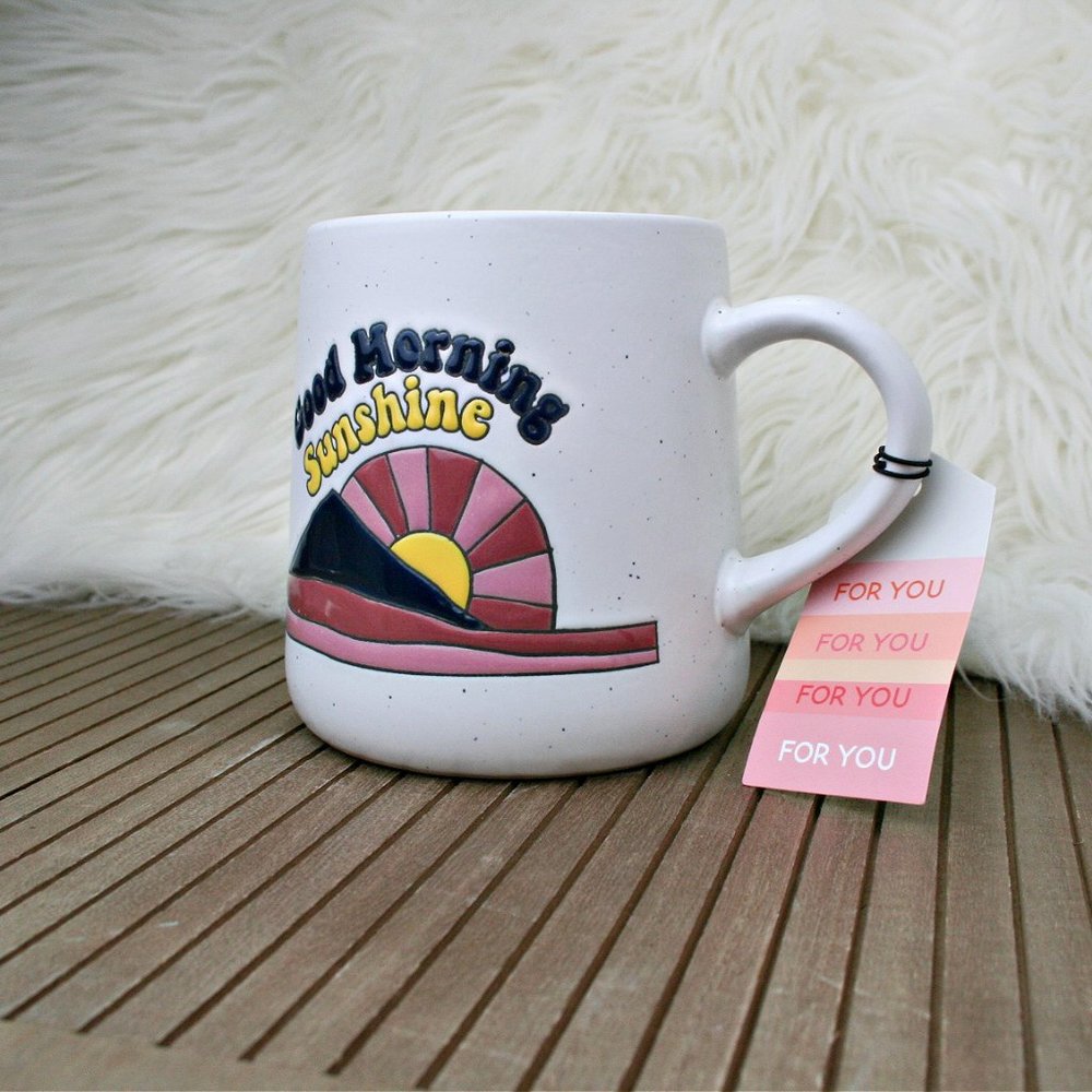 Good Morning Sunshine Coffee Tea Mug Boho Retro NWT
